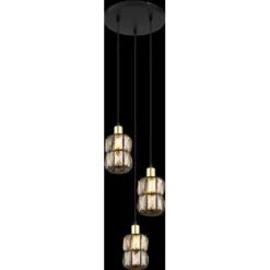 Globo Pendelleuchte Wolli 3-flammig Schwarz Matt Rauchfarben 250 X 1200 Mm -Globo Lighting 9007371440047 3749 S 02