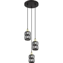 Globo Pendelleuchte Wolli 3-flammig Schwarz Matt Rauchfarben 250 X 1200 Mm -Globo Lighting 9007371440047 3749 S 03