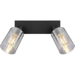 Globo Strahler Hadera 2-flammig Schwarz Matt-Rauchfarben 270 X 90 X 215 Mm -Globo Lighting 9007371440214 3749 S 06