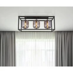 Globo Deckenleuchte Blacky 3-flammig Schwarz Matt-Rauchfarben 770 X 250 X 325 Mm