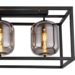 Globo Deckenleuchte Blacky 3-flammig Schwarz Matt-Rauchfarben 770 X 250 X 325 Mm -Globo Lighting 9007371440252 3749 CU 01