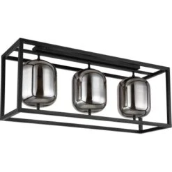 Globo Deckenleuchte Blacky 3-flammig Schwarz Matt-Rauchfarben 770 X 250 X 325 Mm -Globo Lighting 9007371440252 3749 S 02