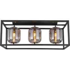 Globo Deckenleuchte Blacky 3-flammig Schwarz Matt-Rauchfarben 770 X 250 X 325 Mm -Globo Lighting 9007371440252 3749 S 03