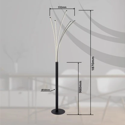 Globo LED-Stehlampe Bizzy 1-flammig Schwarz Matt 555 X 560 X 1870 Mm 11 Globo LED-Stehlampe Bizzy 1-flammig Schwarz Matt 555 X 560 X 1870 Mm – Bild 9