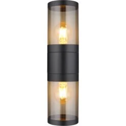 Globo Außenleuchte 2-flammig Schwarz Matt Rauchfarben 102 X 380 Mm -Globo Lighting 9007371440757 3749 S 04