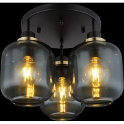 Globo Deckenleuchte 3-flammig Schwarz Matt-Rauchfarben 450 X 330 Mm 12 Globo Deckenleuchte 3-flammig Schwarz Matt-Rauchfarben 450 X 330 Mm -Globo Lighting 9007371441112 3749 S 02