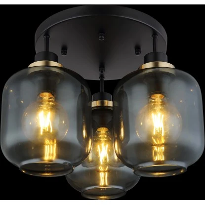 Globo Deckenleuchte 3-flammig Schwarz Matt-Rauchfarben 450 X 330 Mm 6 Globo Deckenleuchte 3-flammig Schwarz Matt-Rauchfarben 450 X 330 Mm – Bild 4