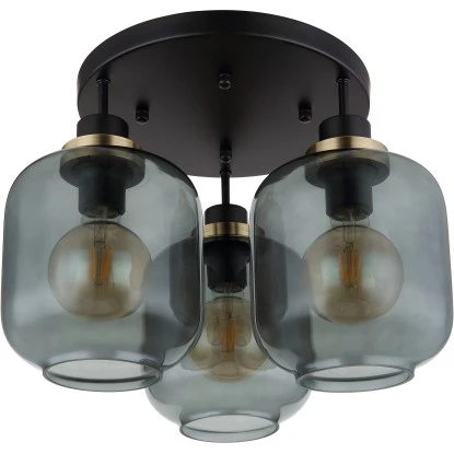 Globo Deckenleuchte 3-flammig Schwarz Matt-Rauchfarben 450 X 330 Mm 5 Globo Deckenleuchte 3-flammig Schwarz Matt-Rauchfarben 450 X 330 Mm – Bild 3