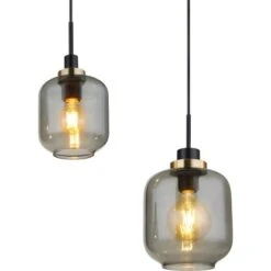 Globo Pendelleuchte 4-flammig Schwarz Matt-Rauchfarben 1000 X 180 X 1200 Mm -Globo Lighting 9007371441129 3749 CU 01