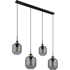 Globo Pendelleuchte 4-flammig Schwarz Matt-Rauchfarben 1000 X 180 X 1200 Mm -Globo Lighting 9007371441129 3749 S 03