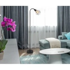 Globo Stehlampe Isabella 1-flammig Schwarz Matt 370 X 220 X 1750 Mm