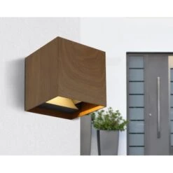 Globo LED-Außenleuchte Veronika 1-flammig Holzoptik Dunkel 100 X 100 Mm