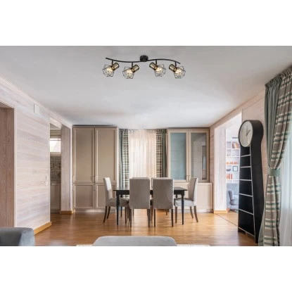 Globo Strahler Priska 4-flammig Schwarz Matt 800 X 225 X 190 Mm 3 Globo Strahler Priska 4-flammig Schwarz Matt 800 X 225 X 190 Mm