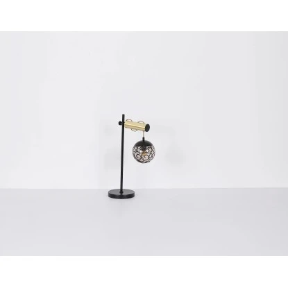 Globo Tischlampe Fitz 1-flammig Schwarz Matt-Gold Rauchfarben 340 X 180 X 550 Mm 10 Globo Tischlampe Fitz 1-flammig Schwarz Matt-Gold Rauchfarben 340 X 180 X 550 Mm – Bild 8