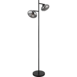 Globo Stehlampe Shaun 2-flammig Schwarz Matt-Rauchfarben 480 X 250 X 1500 Mm -Globo Lighting 9007371442935 3749 S 02