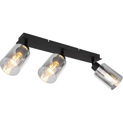 Globo Strahler Hadera 3-flammig Schwarz Matt-Rauchfarben 470 X 90 X 215 Mm 4 Globo Strahler Hadera 3-flammig Schwarz Matt-Rauchfarben 470 X 90 X 215 Mm – Bild 2