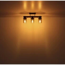 Globo Deckenleuchte 3-flammig Schwarz Matt-Rauchfarben 520 X 100 X 286 Mm -Globo Lighting 9007371443710 3749 S 06