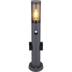 Globo Außenleuchte Boston Edelstahl Anthrazit Mit 2 Steckdosen & Bewegungssensor